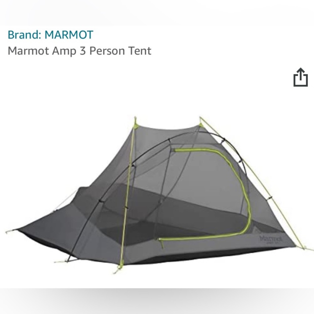 Marmot Amp 3p tent. Lightweight for backpacking or car camping. All parts!